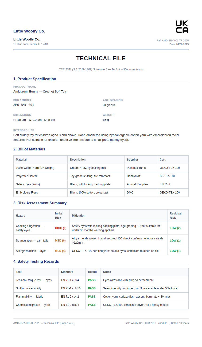 Example Technical File document